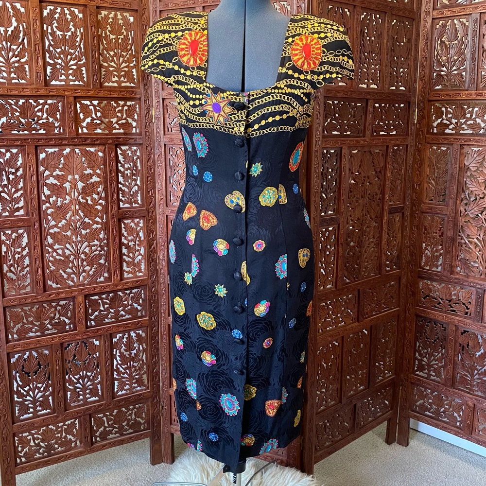 SILK COCKTAIL VINTAGE 80s ADRIANNA PAPELL DRESS